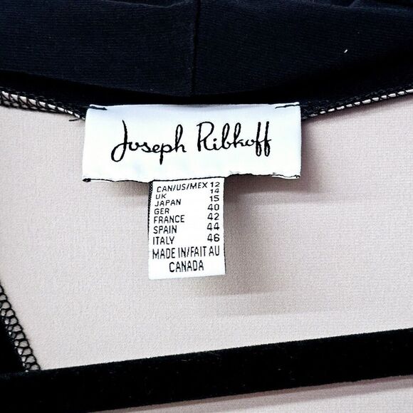 Joseph Ribkoff Work 2 Tone Color Long Sleeve Asymmetric Stretch Cowl Neck Top - Picture 2 of 3